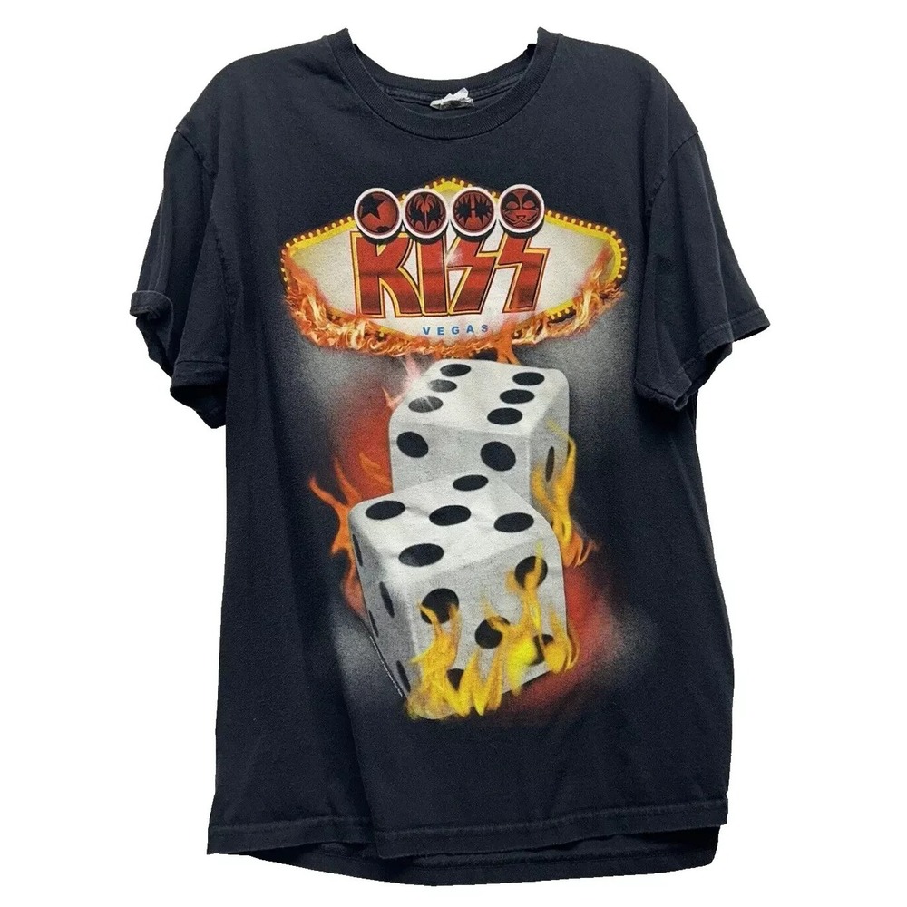 Vintage ERROR 2010 KISS Vegas Tour Men's Large Cotton Black T-Shirt RARE (A7)